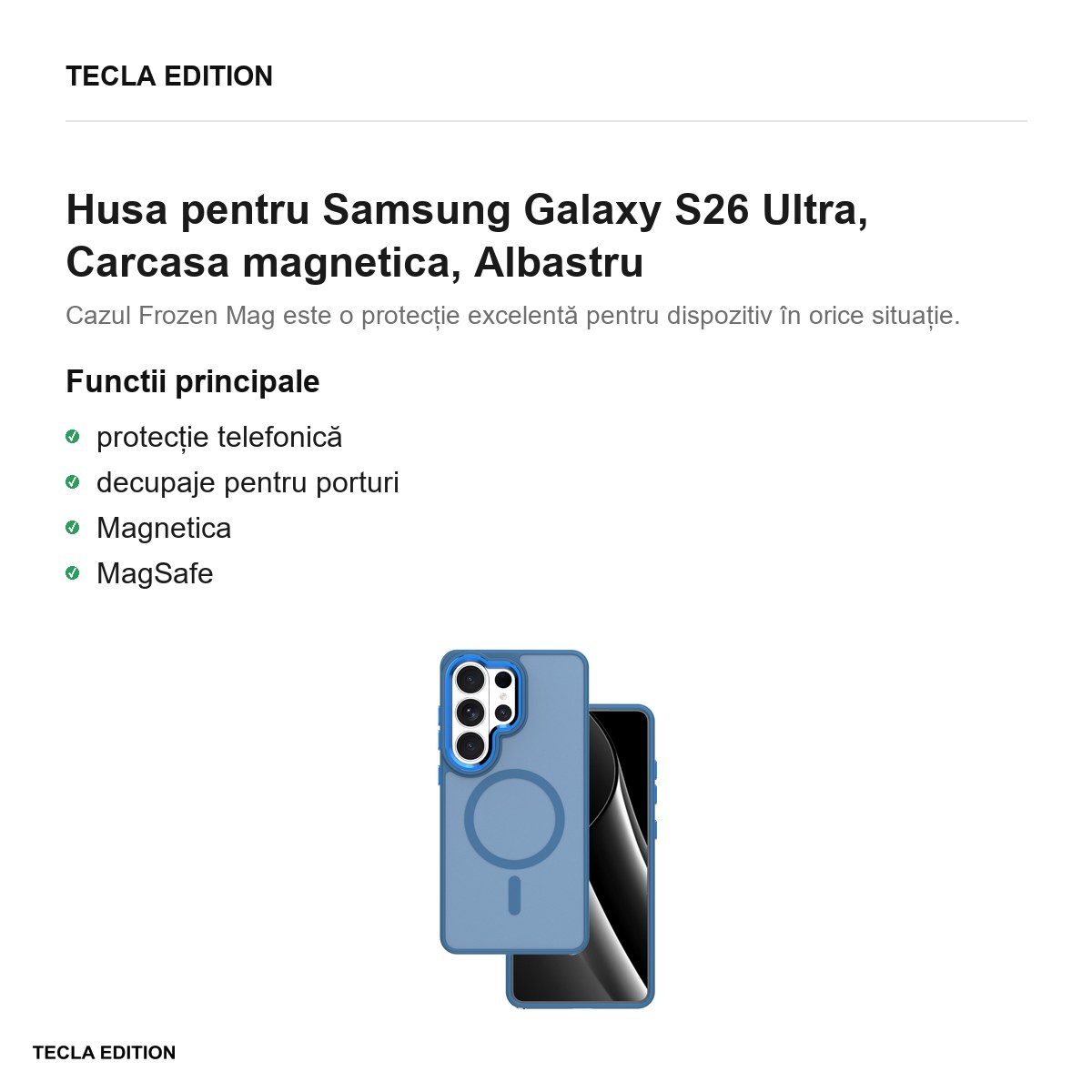Husa Frozen Mag pentru Samsung Galaxy S26 Ultra, Carcasa magnetica, Albastru [1]