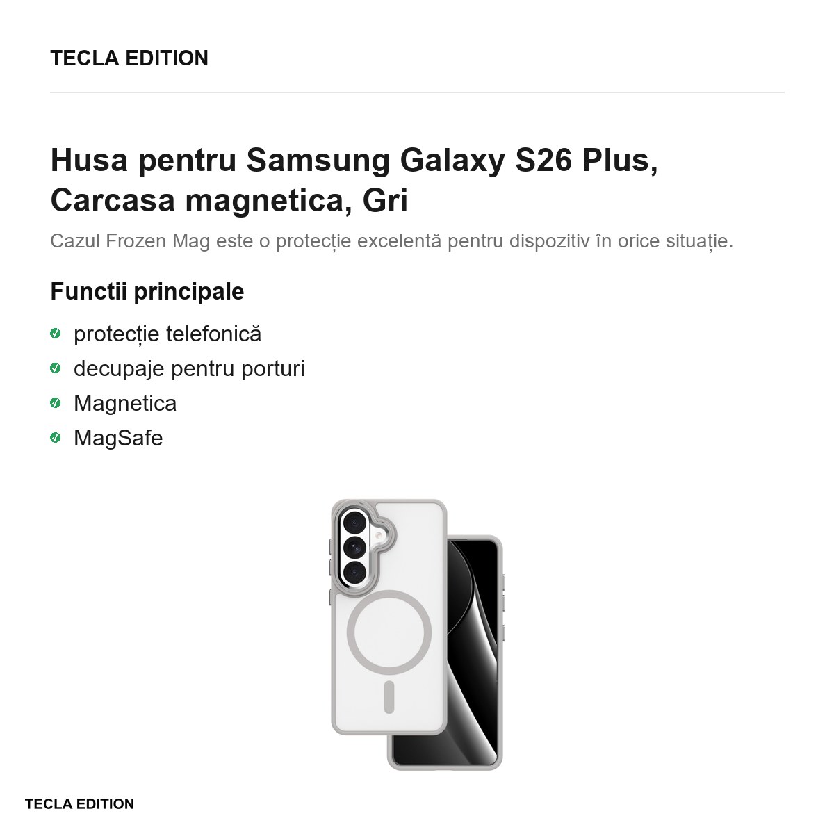 Husa Frozen Mag pentru Samsung Galaxy S26 Plus, Carcasa magnetica, Gri [1]
