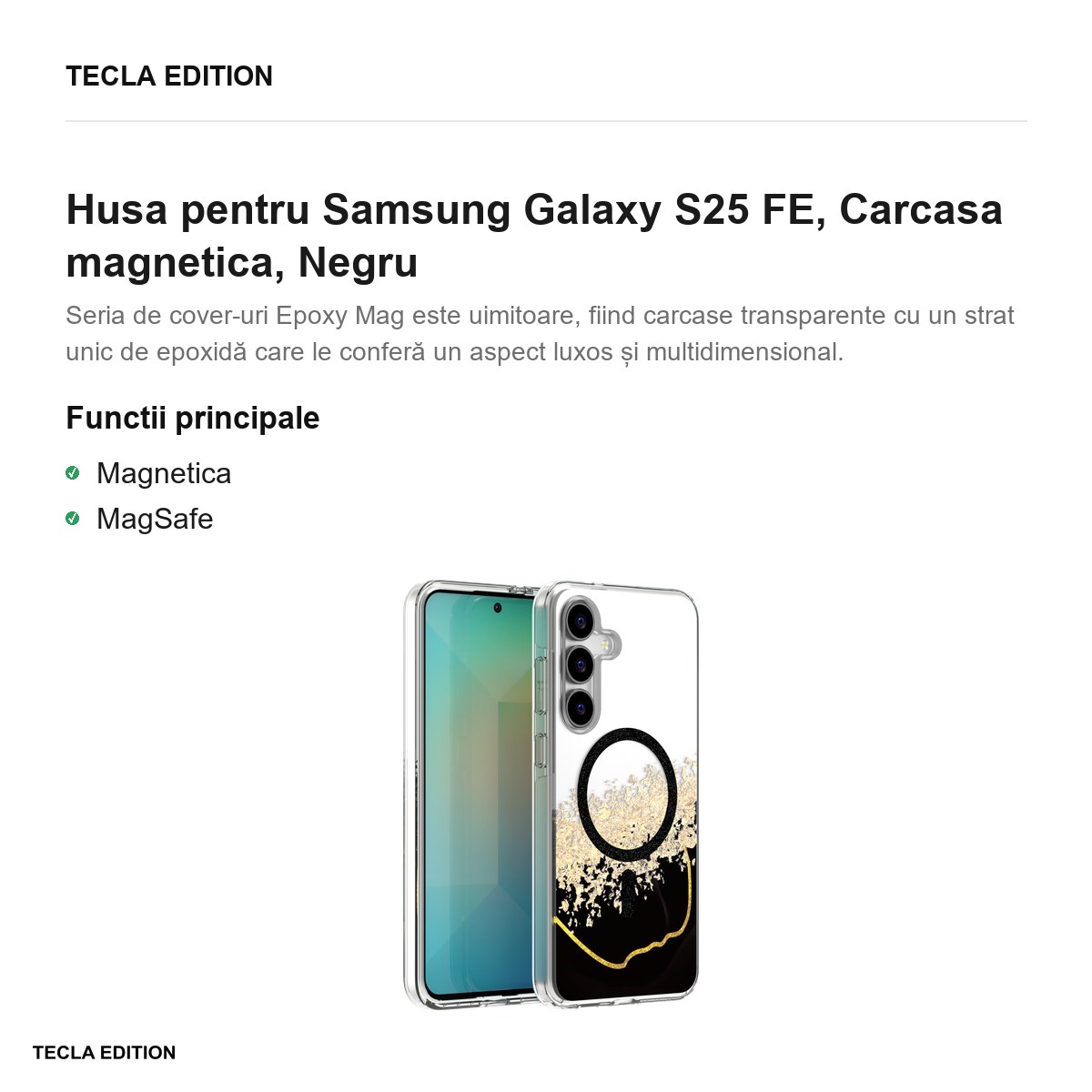 Husa Epoxy Mag pentru Samsung Galaxy S25 FE, Carcasa magnetica, Negru [1]