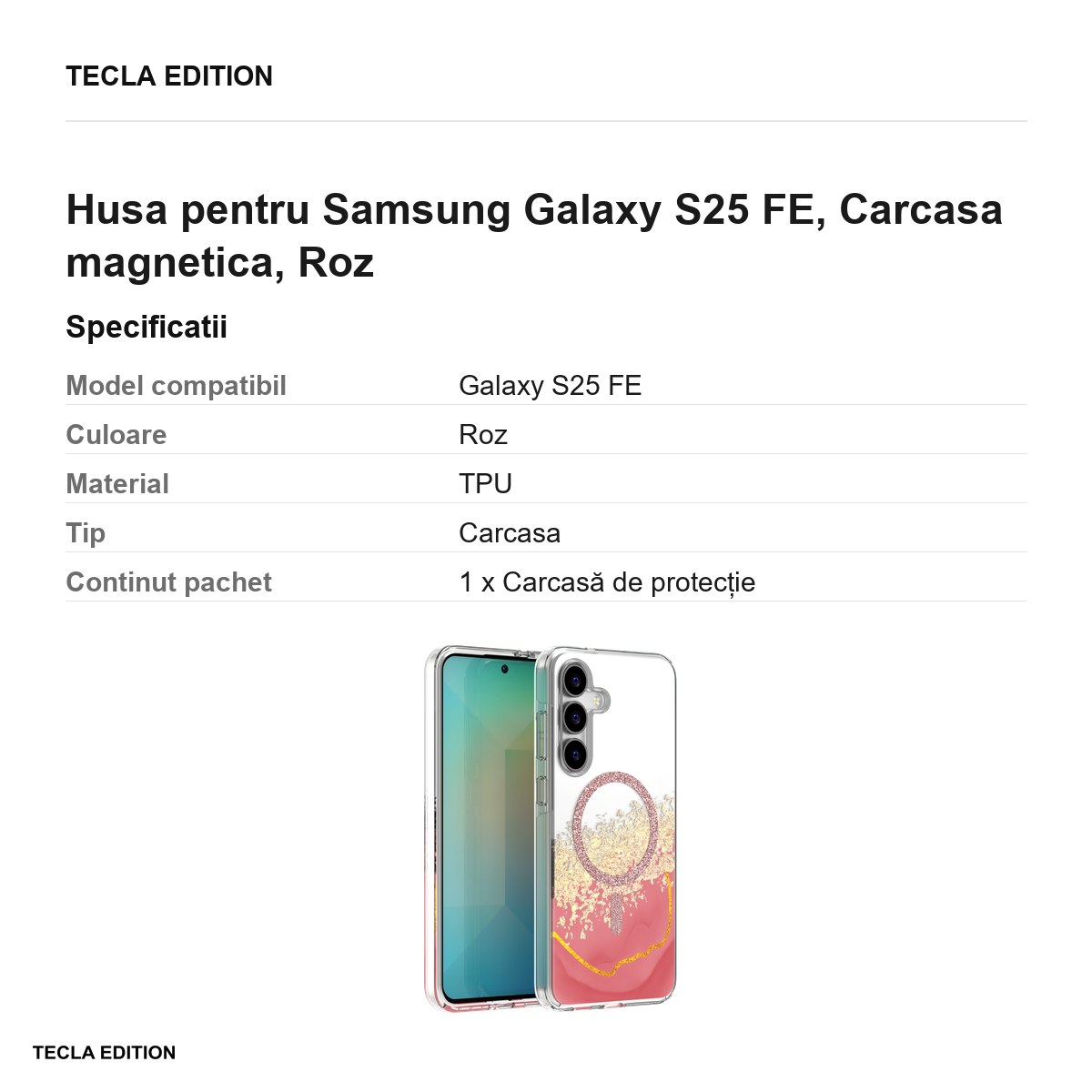Husa Epoxy Mag pentru Samsung Galaxy S25 FE, Carcasa magnetica, Roz [2]