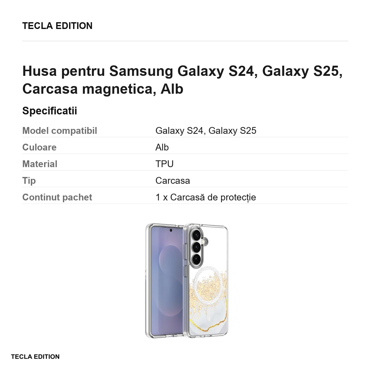 Husa Epoxy Mag pentru Samsung Galaxy S24, Galaxy S25, Carcasa magnetica, Alb [2]