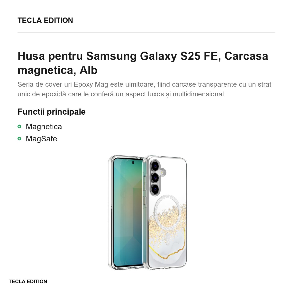 Husa Epoxy Mag pentru Samsung Galaxy S25 FE, Carcasa magnetica, Alb [1]