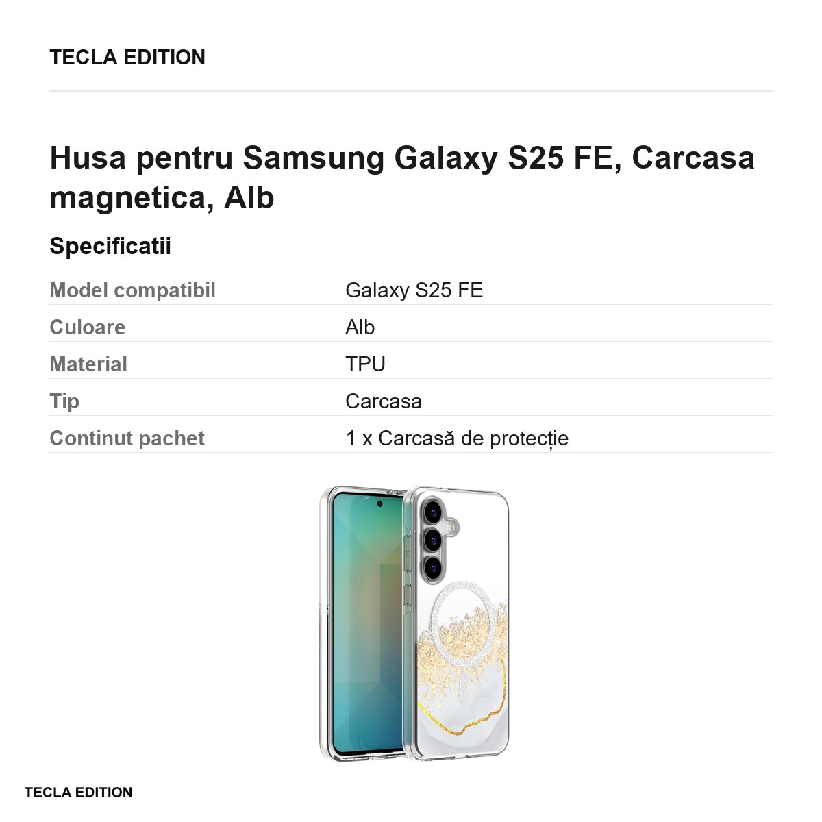 Husa Epoxy Mag pentru Samsung Galaxy S25 FE, Carcasa magnetica, Alb [2]