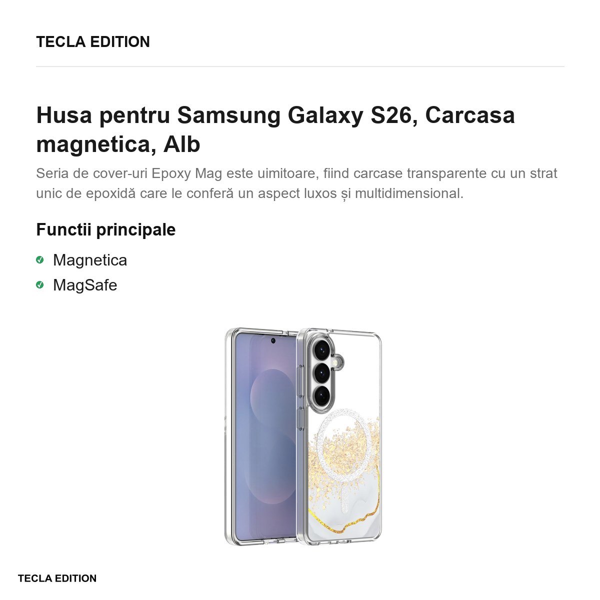 Husa Epoxy Mag pentru Samsung Galaxy S26, Carcasa magnetica, Alb [1]