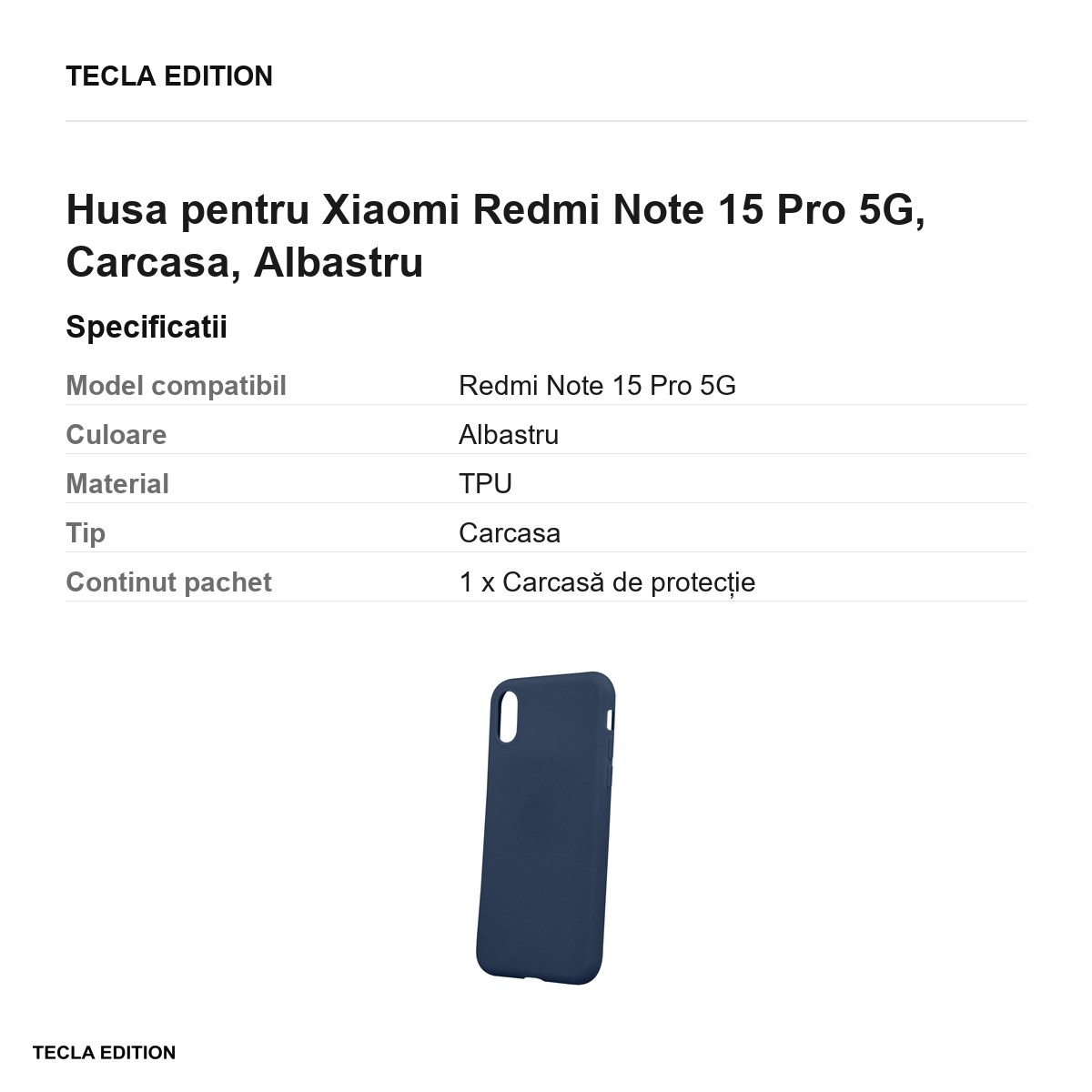 Husa Matt TPU pentru Xiaomi Redmi Note 15 Pro 5G, Carcasa, Albastru [2]