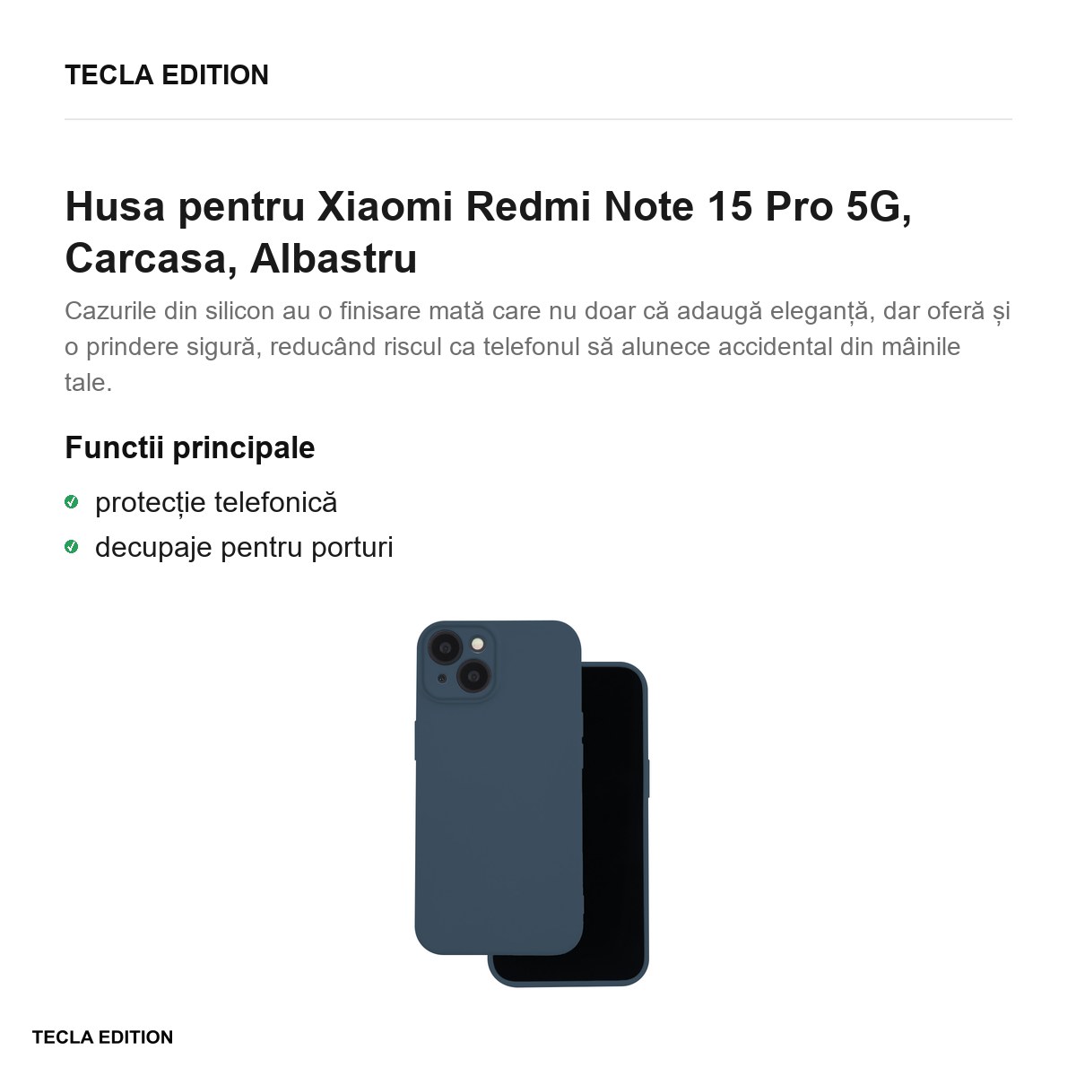 Husa Silicon pentru Xiaomi Redmi Note 15 Pro 5G, Carcasa, Albastru [1]