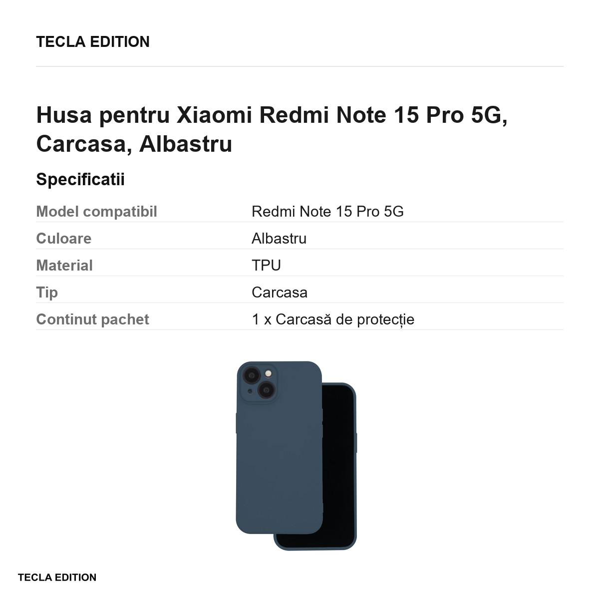 Husa Silicon pentru Xiaomi Redmi Note 15 Pro 5G, Carcasa, Albastru [2]
