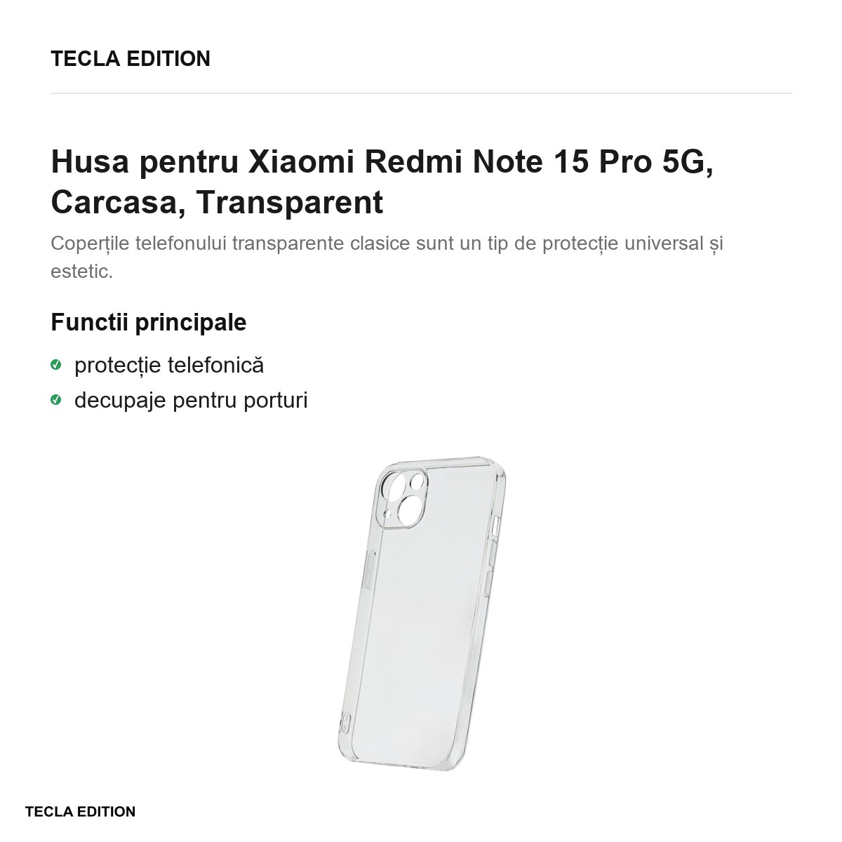 Husa Slim 2 mm pentru Xiaomi Redmi Note 15 Pro 5G, Carcasa, Transparent [1]