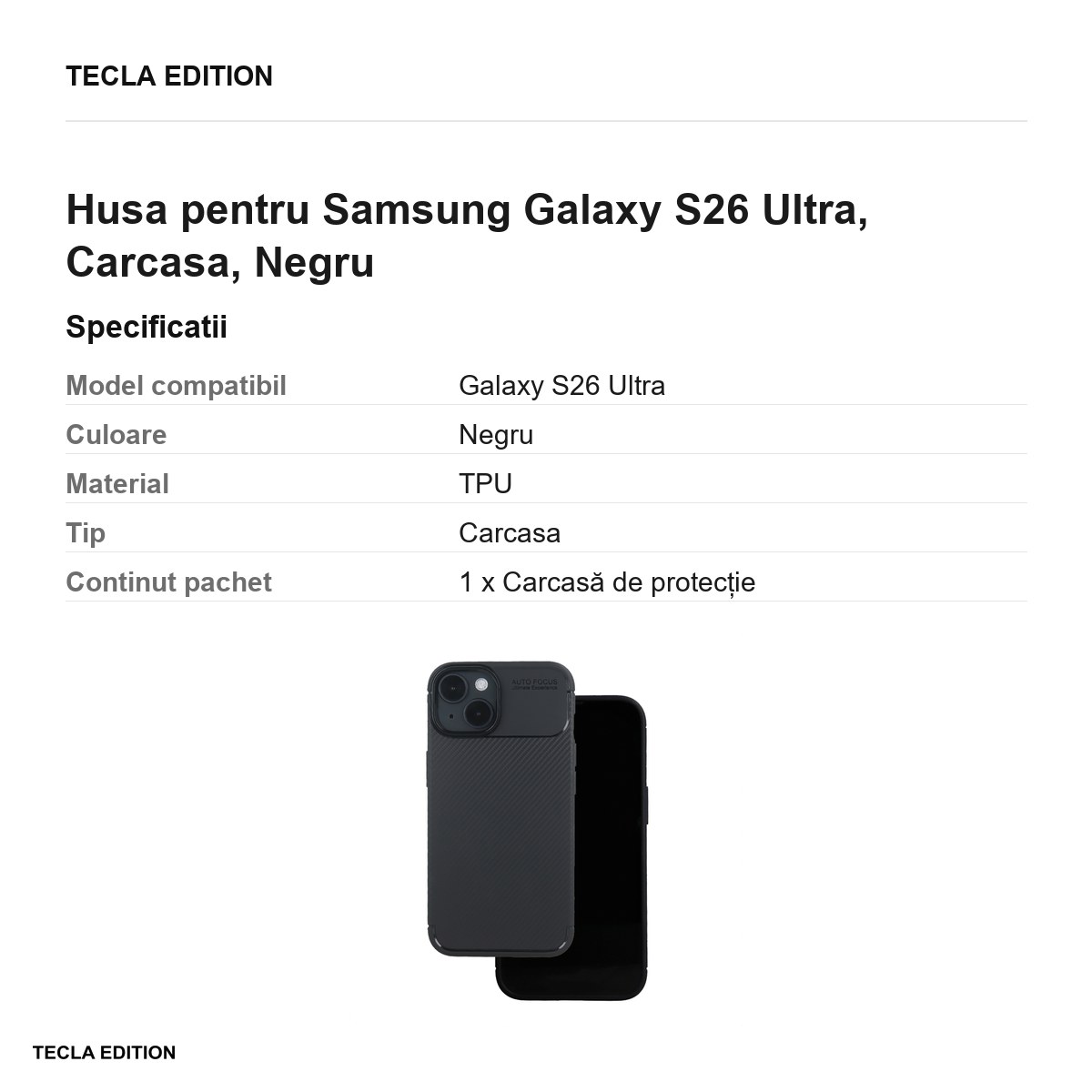 Husa Carbon Black pentru Samsung Galaxy S26 Ultra, Carcasa, Negru [2]