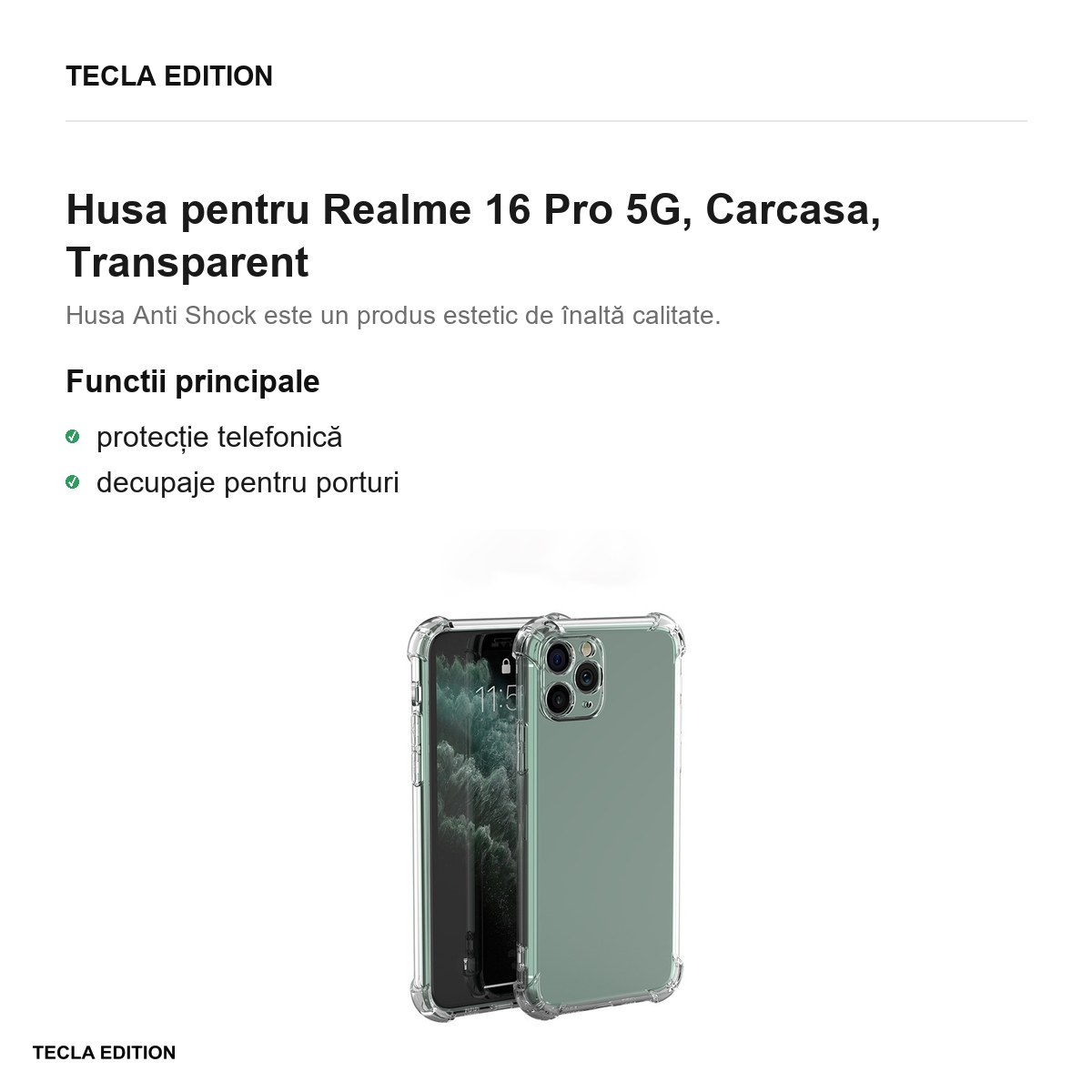 Husa Anti Shock 1,5 mm pentru Realme 16 Pro 5G, Carcasa, Transparent [1]