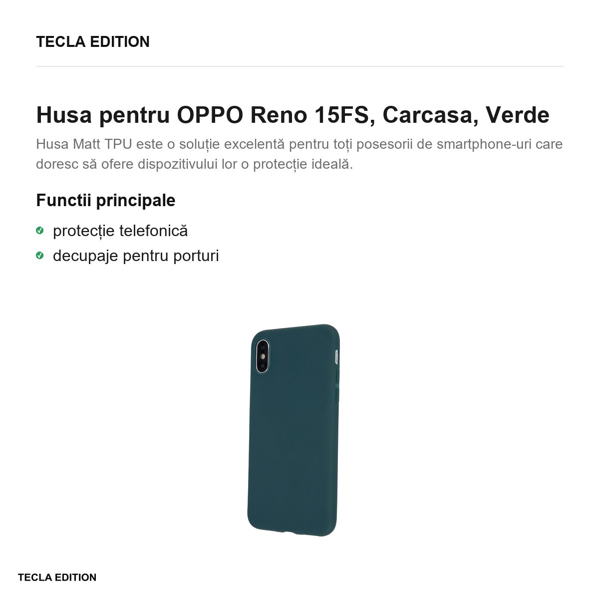 Husa Matt TPU forest pentru OPPO Reno 15FS, Carcasa, Verde [1]