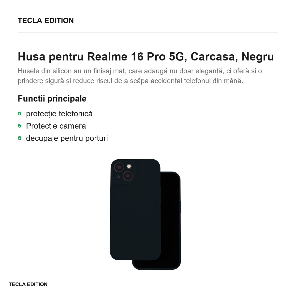 Husa Silicon pentru Realme 16 Pro 5G, Carcasa, Negru [1]