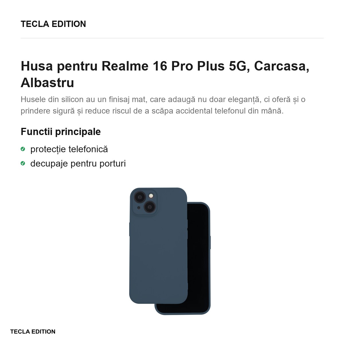 Husa Silicon pentru Realme 16 Pro Plus 5G, Carcasa, Albastru [1]