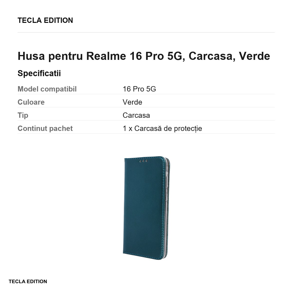 Husa Smart Magnetic pentru Realme 16 Pro 5G, tip carte, Verde [2]