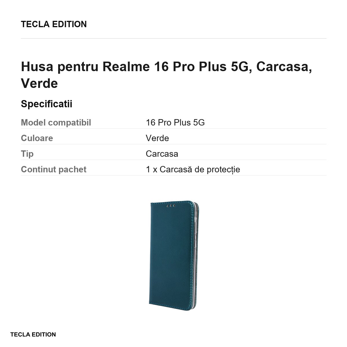 Husa Smart Magnetic pentru Realme 16 Pro Plus 5G, tip carte, Verde [2]