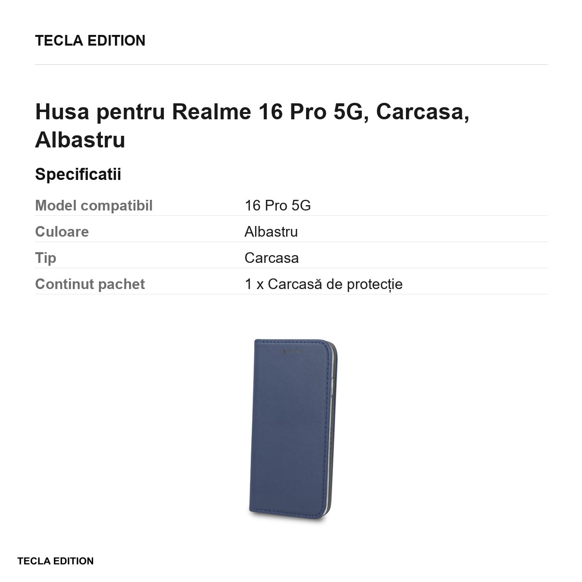 Husa Smart Magnetic pentru Realme 16 Pro 5G, tip carte, Albastru [2]