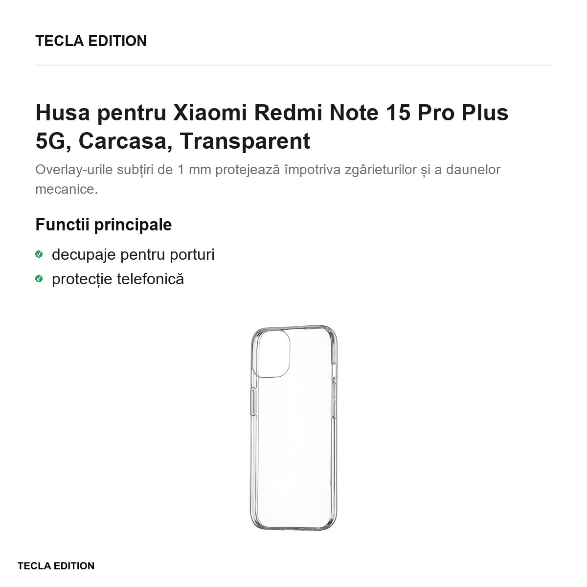 Husa Slim 1 mm pentru Xiaomi Redmi Note 15 Pro Plus 5G, Carcasa, Transparent [1]