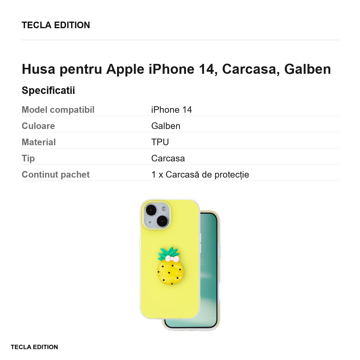 Husa Fruit 2in1 pentru Apple iPhone 14, Carcasa, Galben [2]