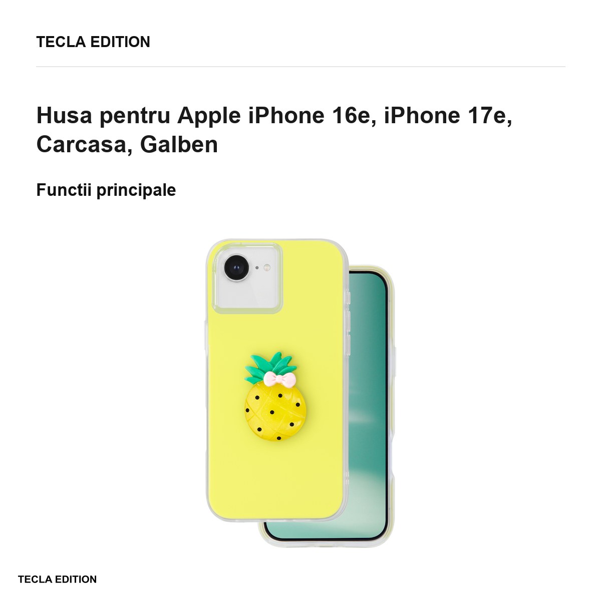 Husa Fruit 2in1 pentru Apple iPhone 16e, iPhone 17e, Carcasa, Galben [1]