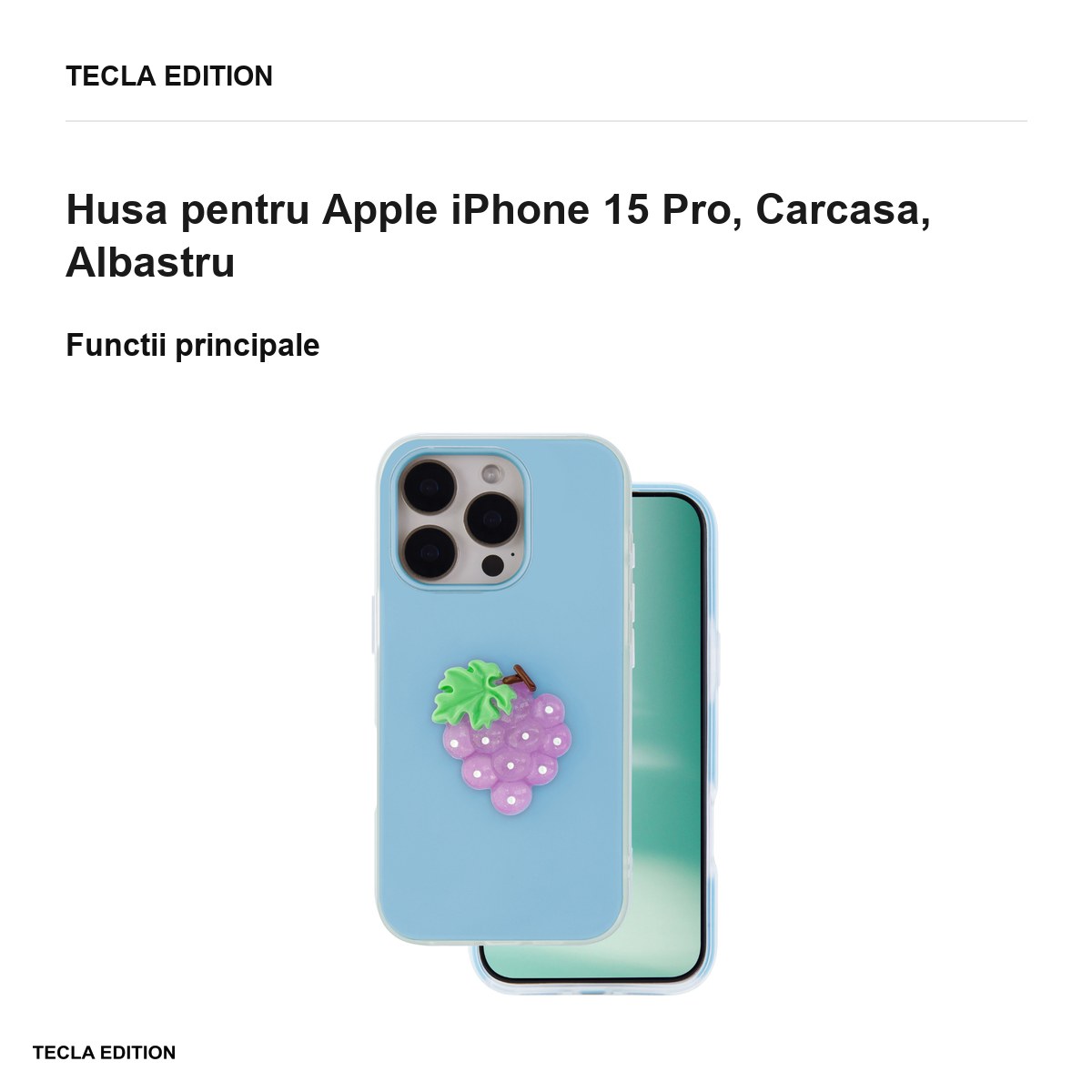 Husa Fruit 2in1 pentru Apple iPhone 15 Pro, Carcasa, Albastru [1]