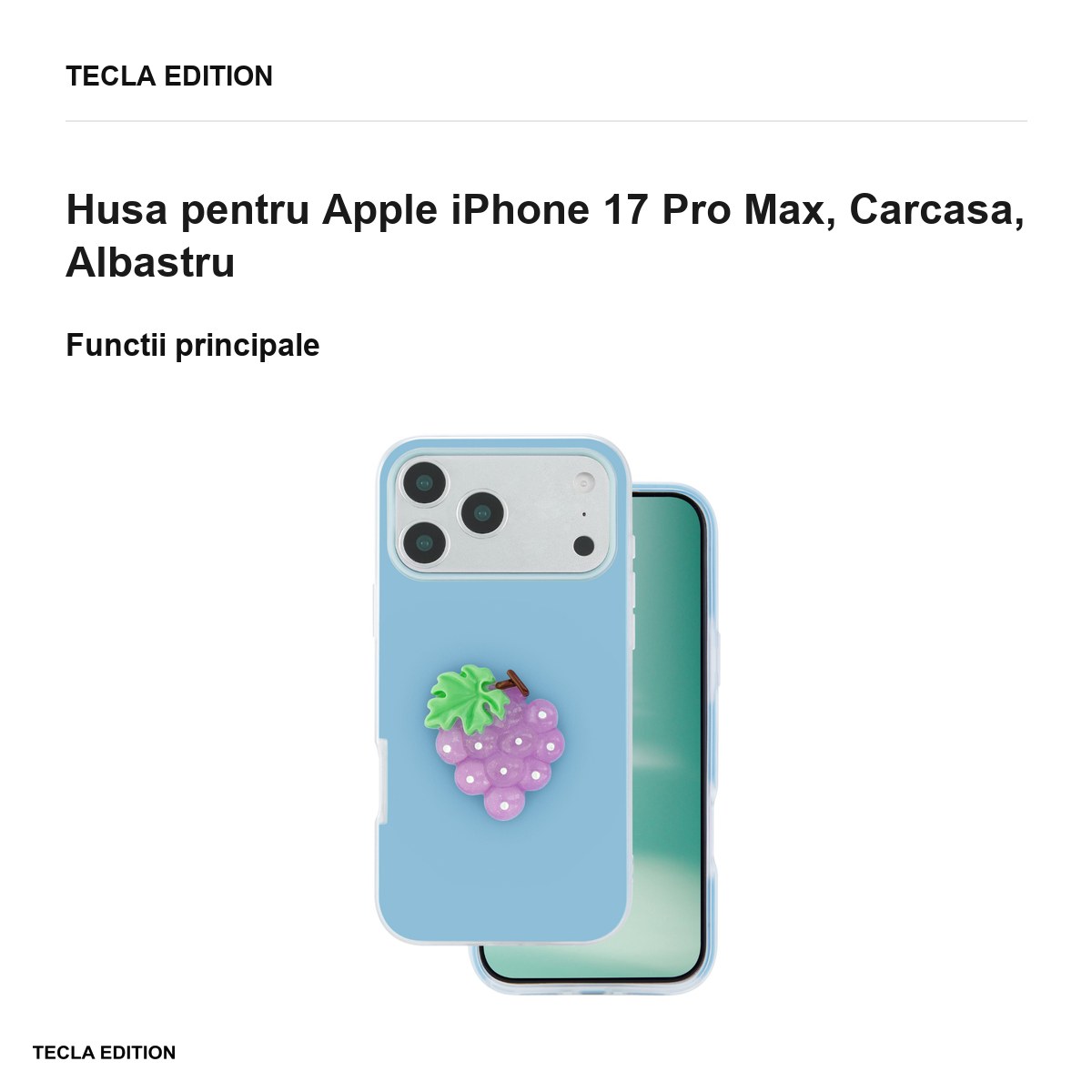 Husa Fruit 2in1 pentru Apple iPhone 17 Pro Max, Carcasa, Albastru [1]