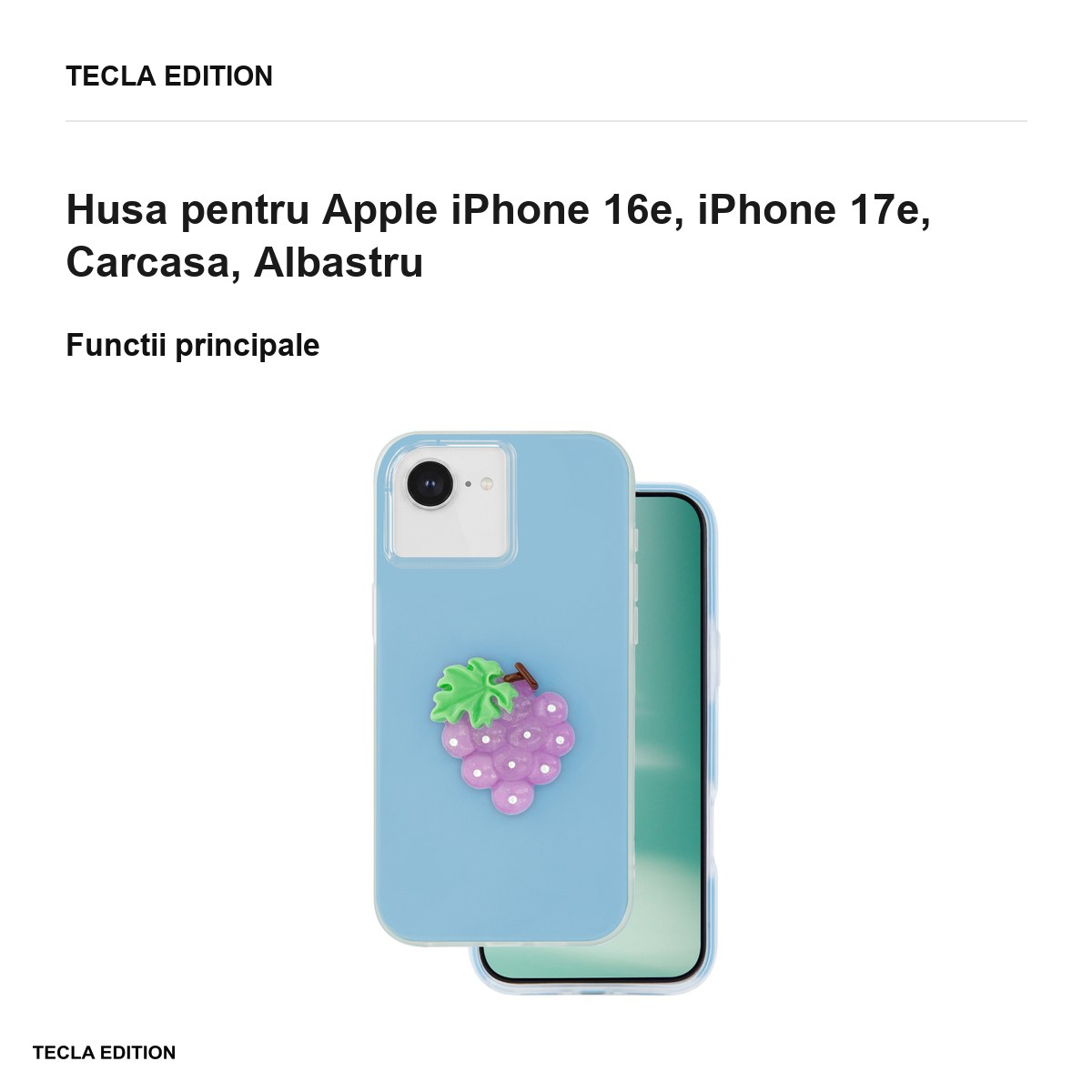 Husa Fruit 2in1 pentru Apple iPhone 16e, iPhone 17e, Carcasa, Albastru [1]