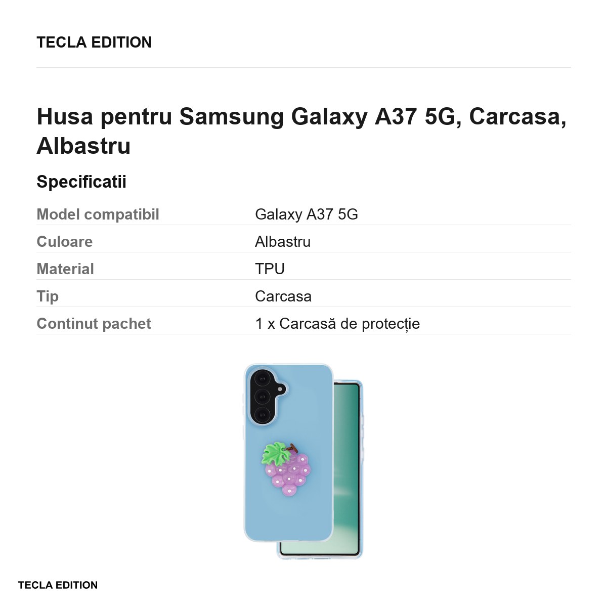 Husa Fruit 2in1 pentru Samsung Galaxy A37 5G, Carcasa, Albastru [2]