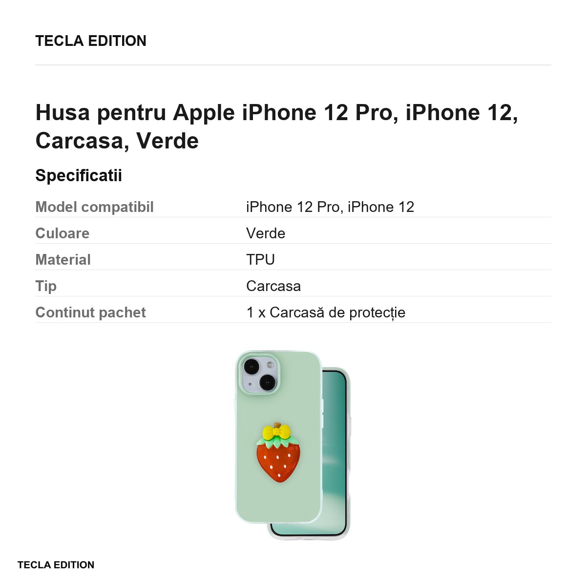 Husa Fruit 2in1 pentru Apple iPhone 12 Pro, iPhone 12, Carcasa, Verde [2]