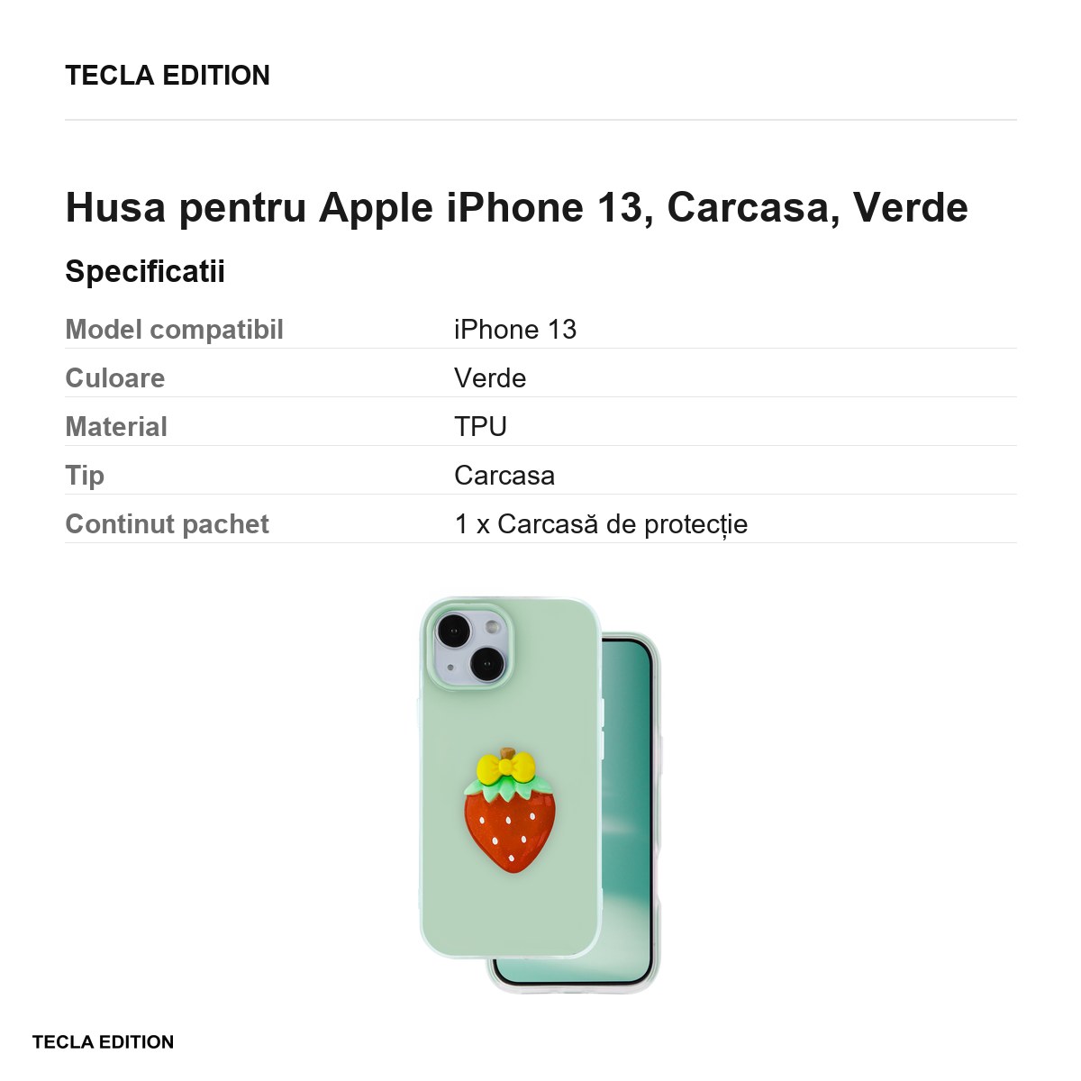 Husa Fruit 2in1 pentru Apple iPhone 13, Carcasa, Verde [2]