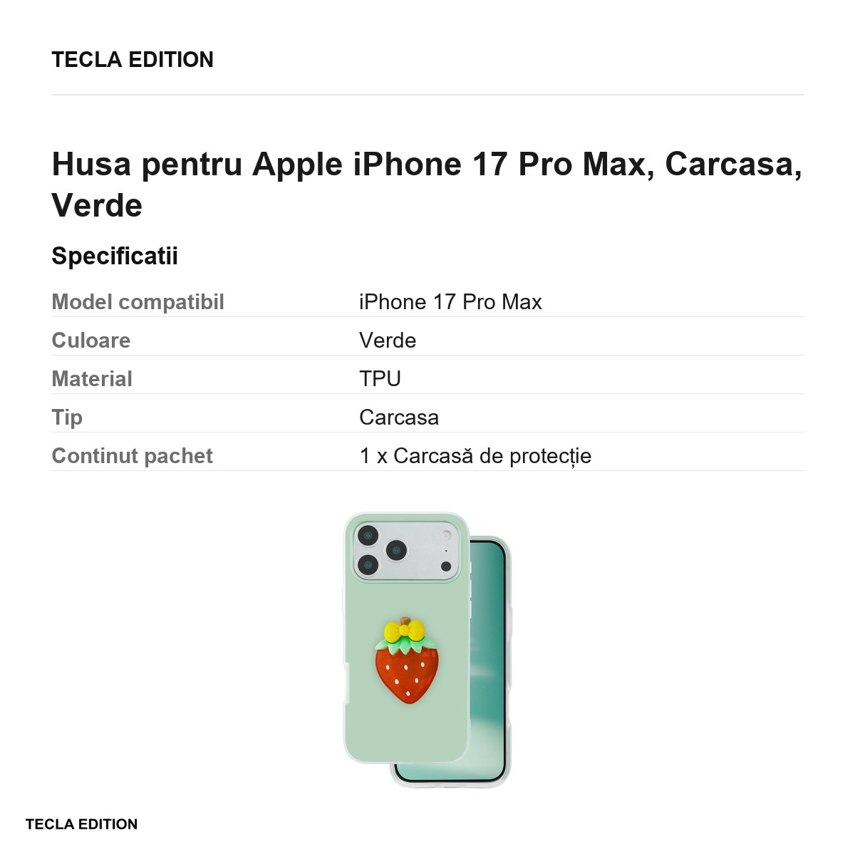 Husa Fruit 2in1 pentru Apple iPhone 17 Pro Max, Carcasa, Verde [2]
