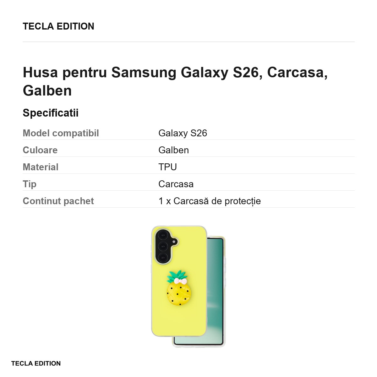 Husa Fruit 2in1 pentru Samsung Galaxy S26, Carcasa, Galben [2]