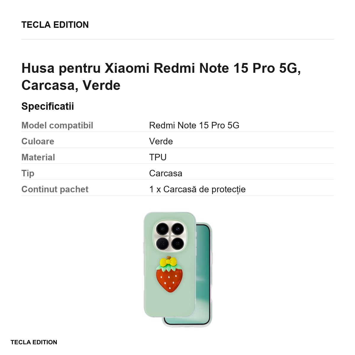 Husa Fruit 2in1 pentru Xiaomi Redmi Note 15 Pro 5G, Carcasa, Verde [2]