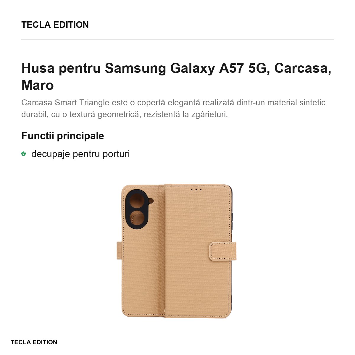Husa Smart Triangle pentru Samsung Galaxy A57 5G, tip carte, Maro [1]