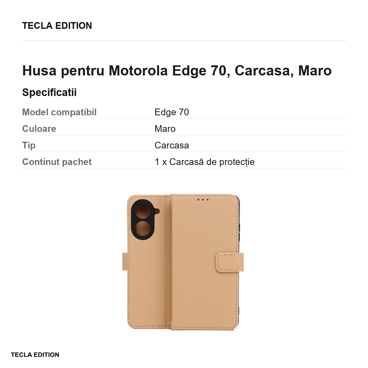 Husa Smart Triangle pentru Motorola Edge 70, tip carte, Maro [2]