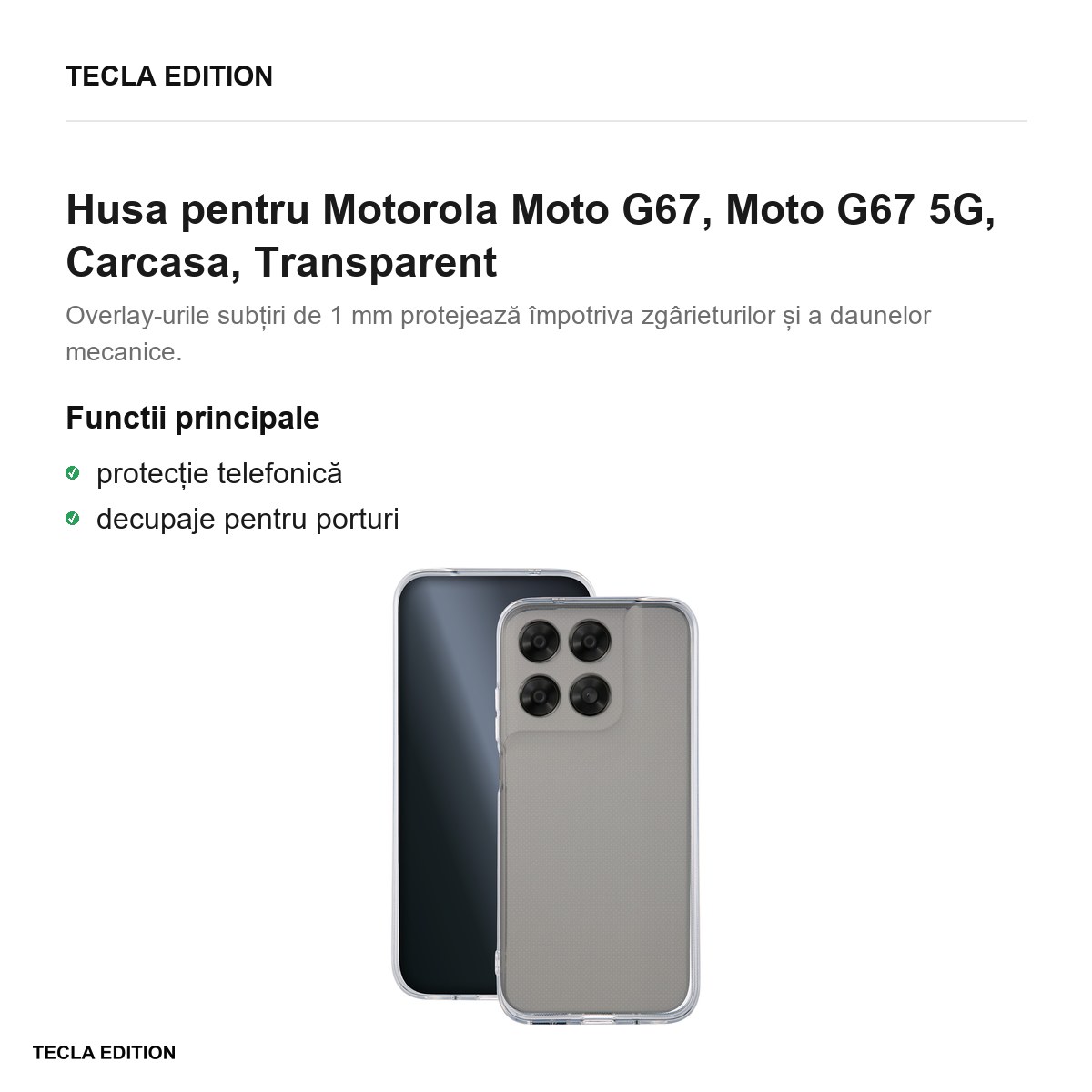 Husa Slim 1 mm pentru Motorola Moto G67, Moto G67 5G, Carcasa, Transparent [1]