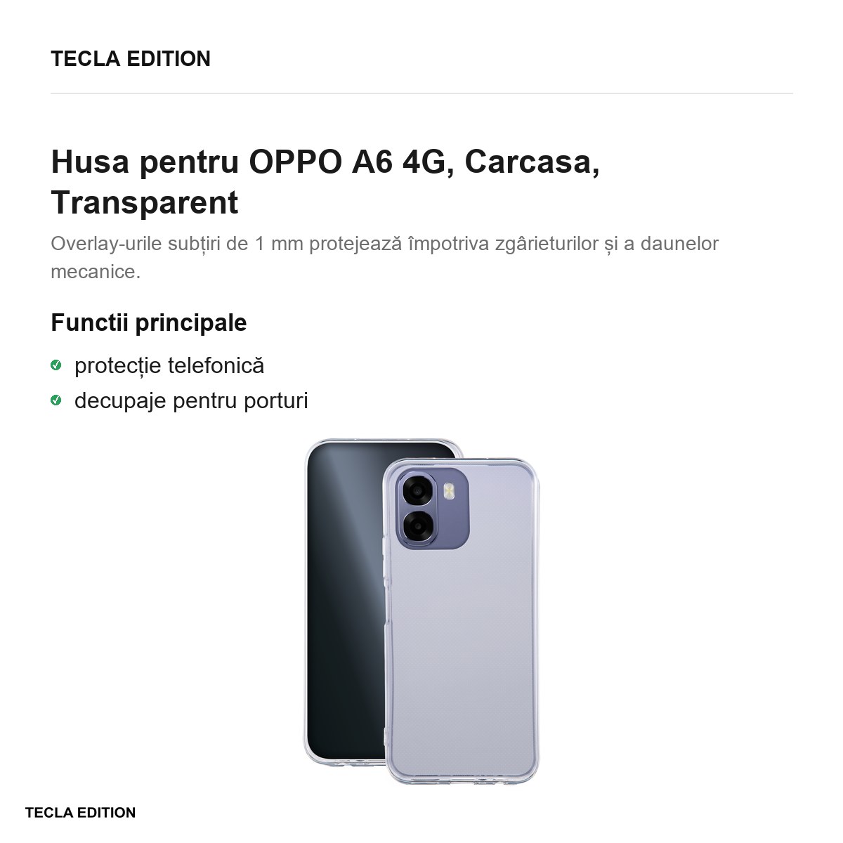 Husa Slim 1 mm pentru OPPO A6 4G, Carcasa, Transparent [1]