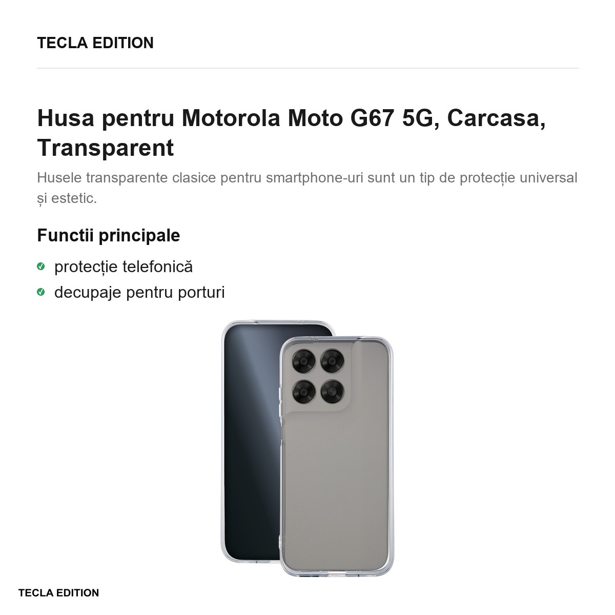 Husa Slim 2 mm pentru Motorola Moto G67 5G, Carcasa, Transparent [1]