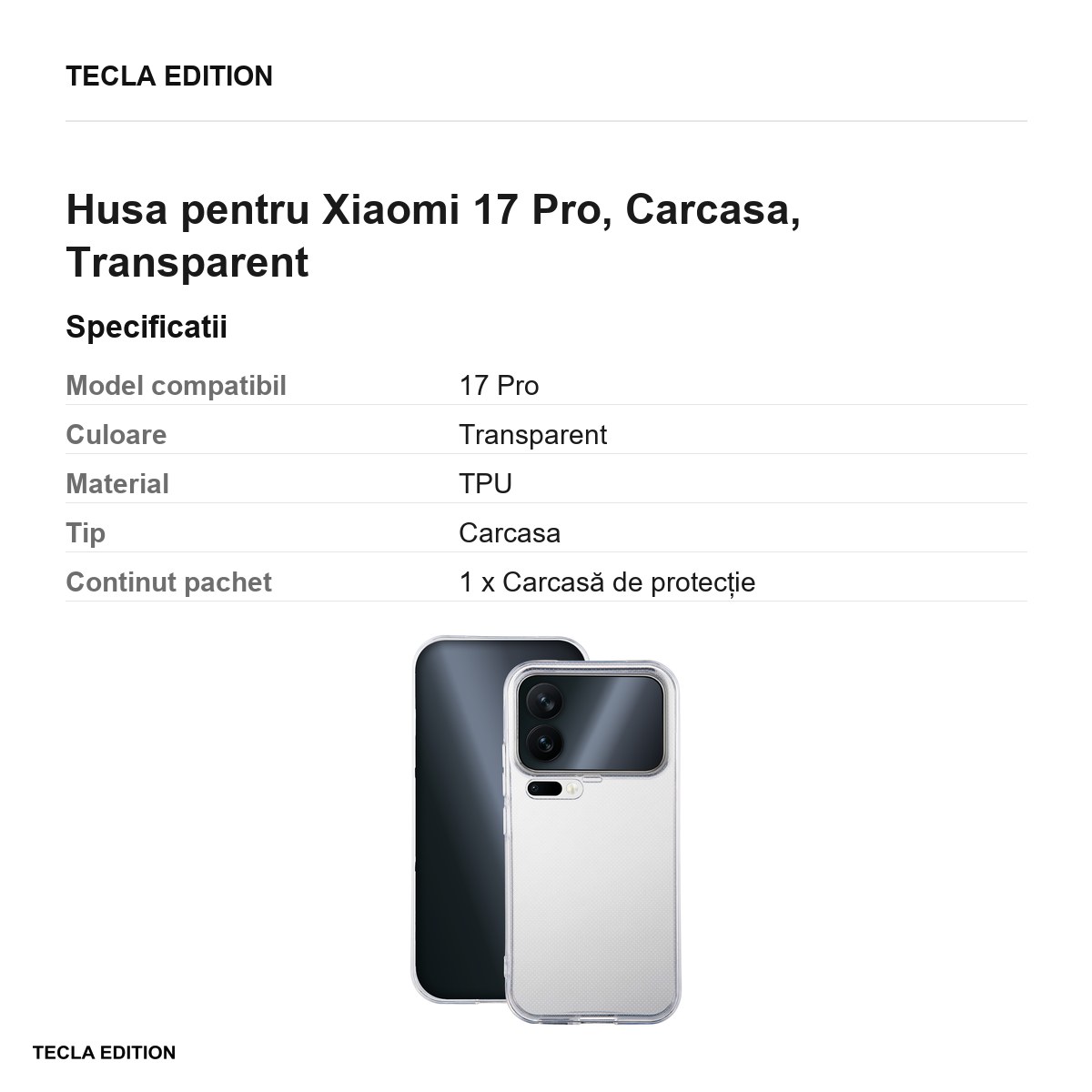 Husa Slim 2 mm pentru Xiaomi 17 Pro, Carcasa, Transparent [2]