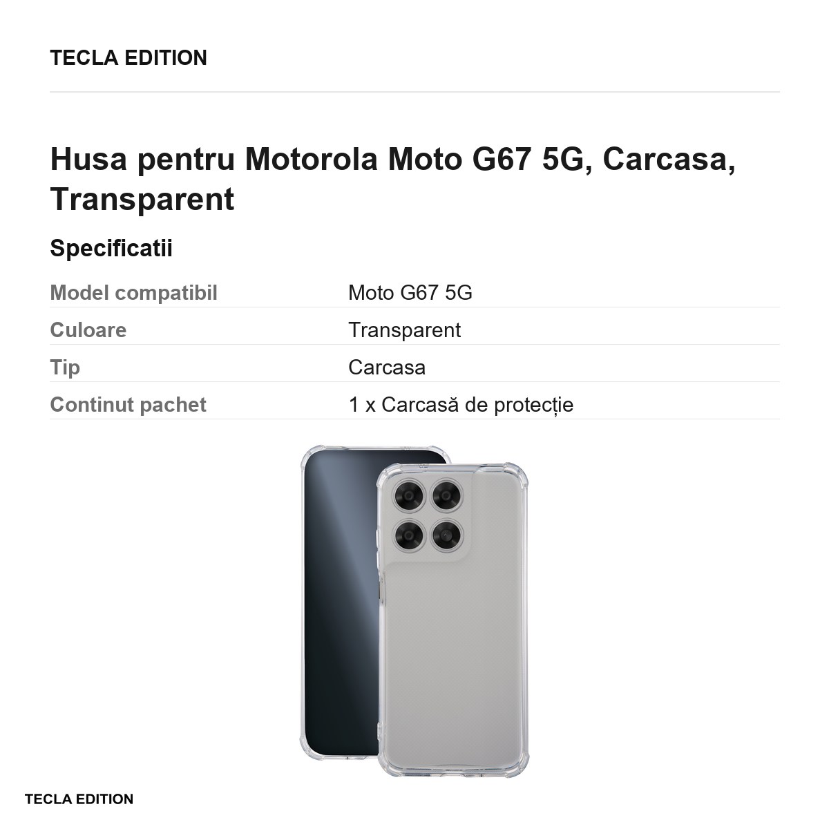 Husa Anti Shock 1,5 mm pentru Motorola Moto G67 5G, Carcasa, Transparent [2]