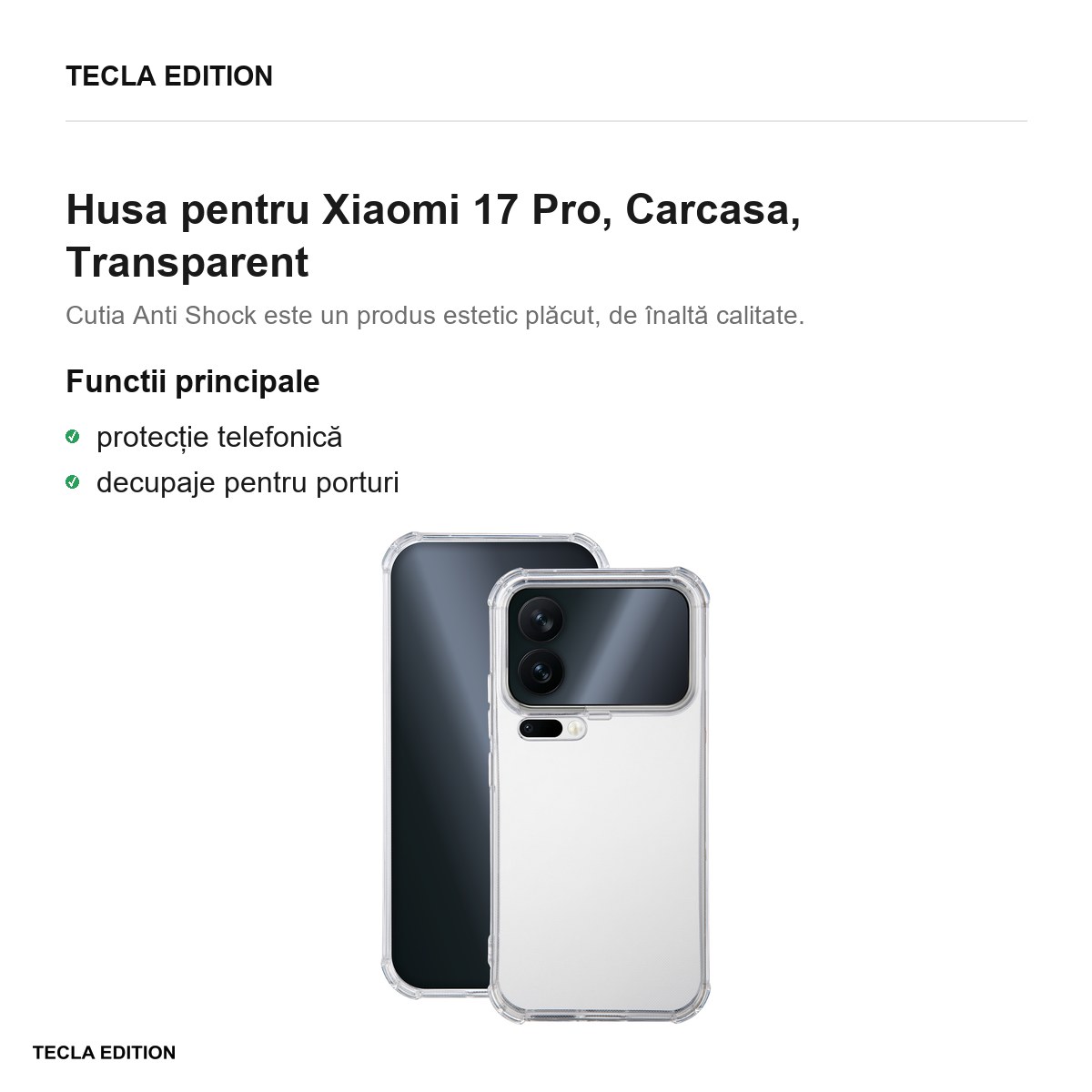 Husa Anti Shock 1,5 mm pentru Xiaomi 17 Pro, Carcasa, Transparent [1]