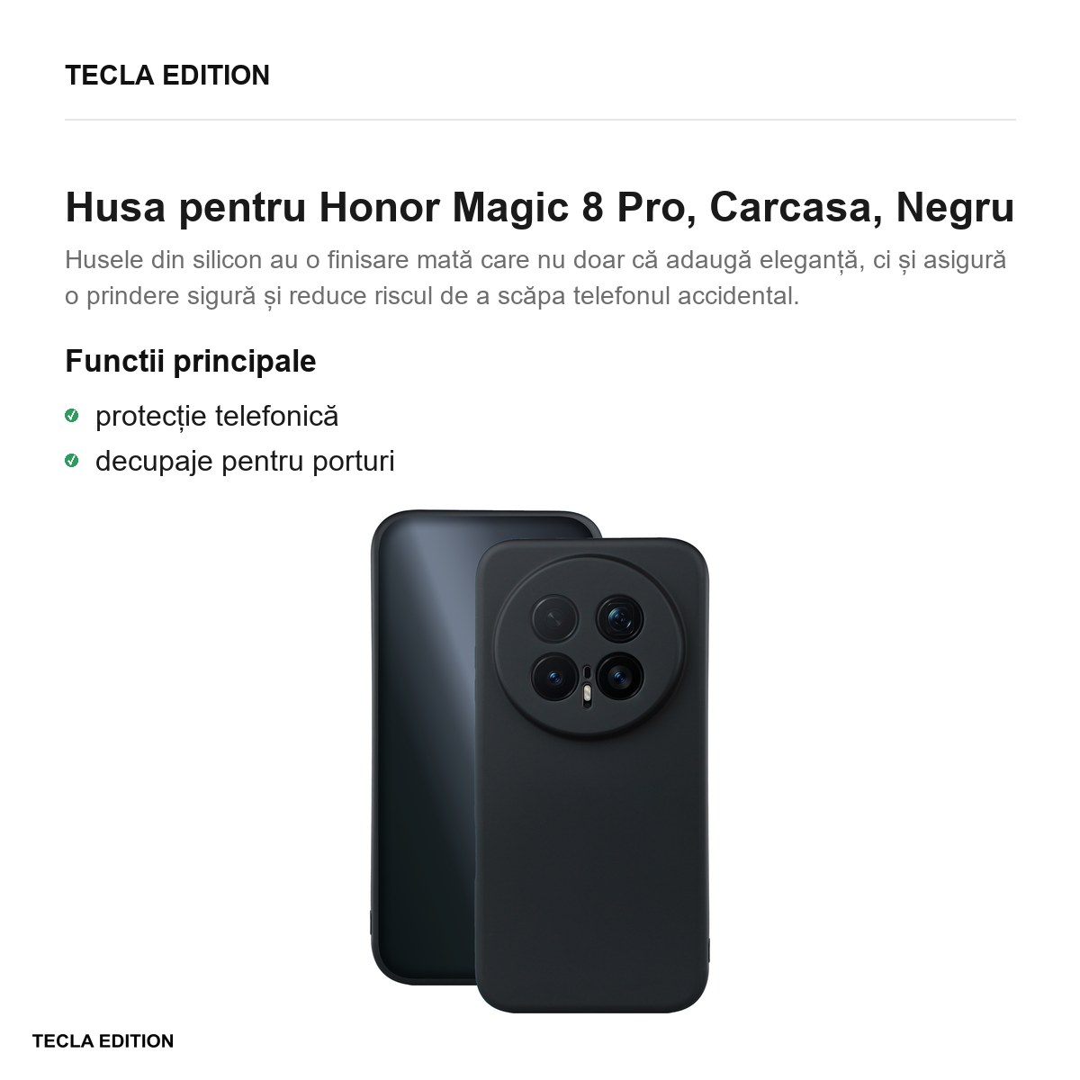 Husa Silicon pentru Honor Magic 8 Pro, Carcasa, Negru [1]