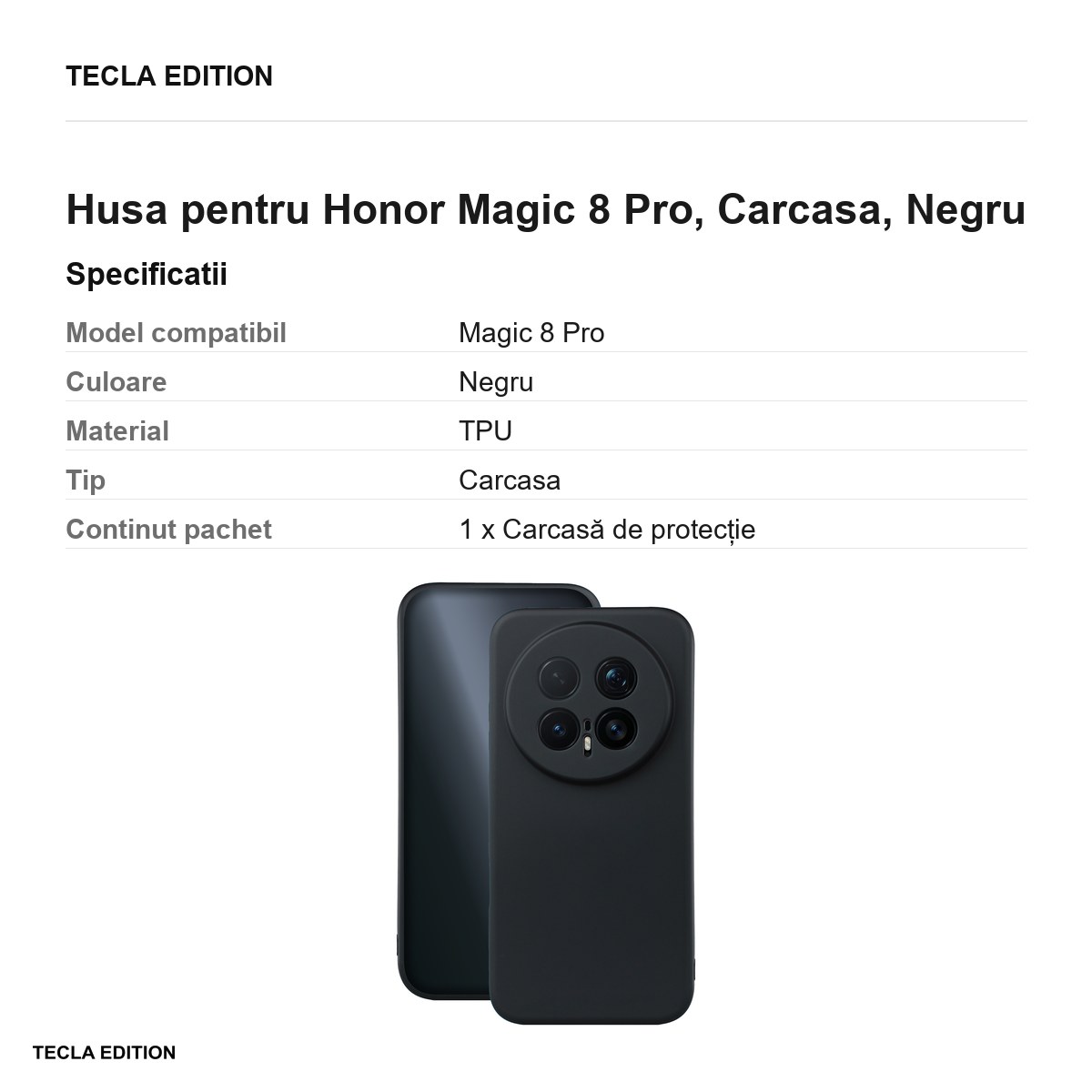 Husa Silicon pentru Honor Magic 8 Pro, Carcasa, Negru [2]