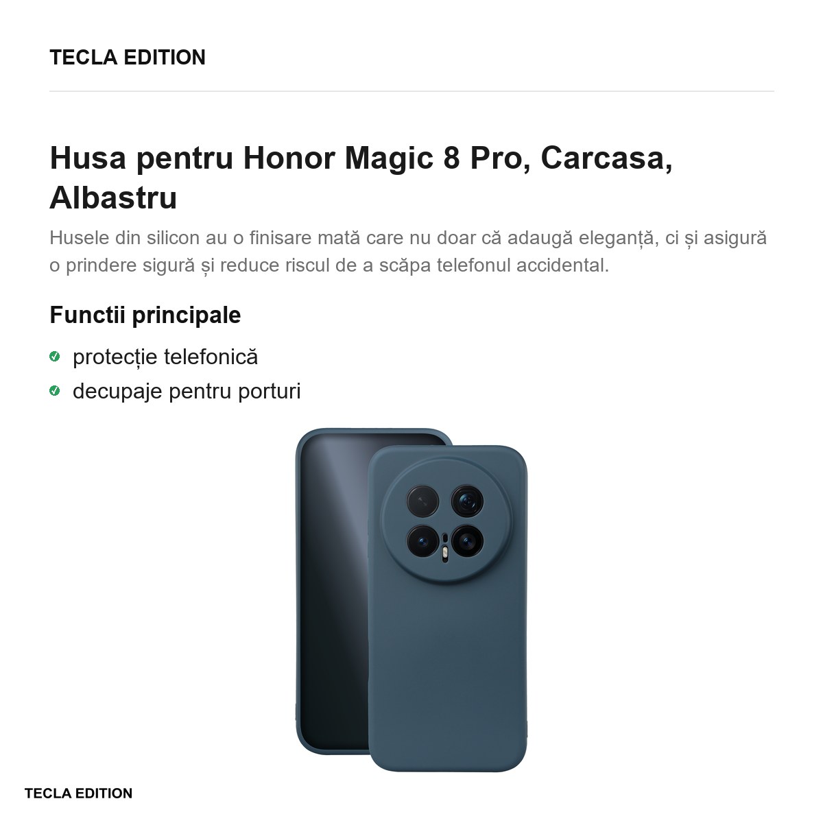 Husa Silicon pentru Honor Magic 8 Pro, Carcasa, Albastru [1]