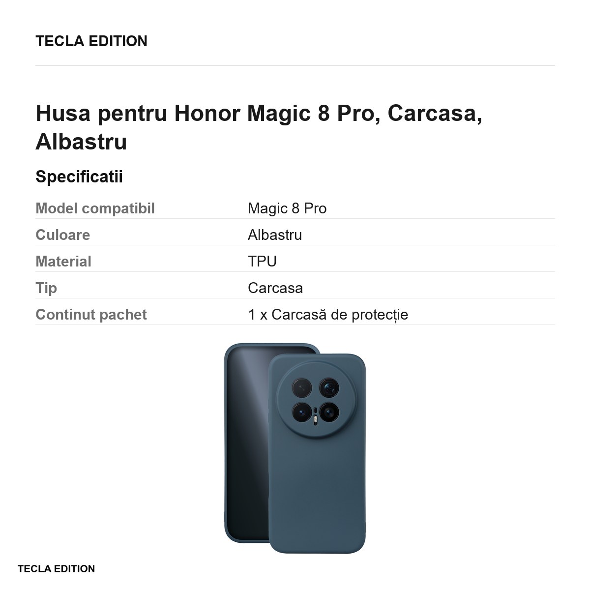 Husa Silicon pentru Honor Magic 8 Pro, Carcasa, Albastru [2]