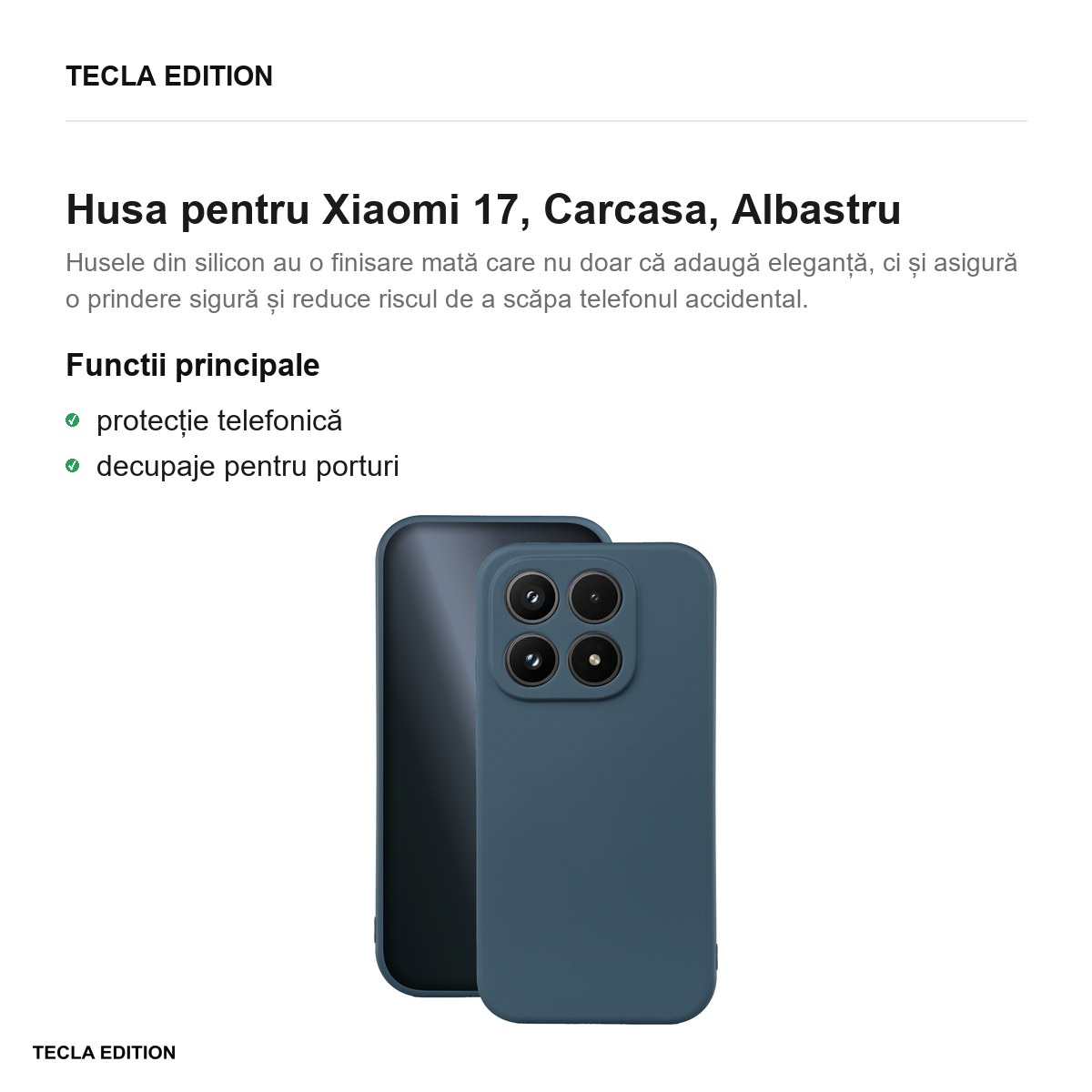 Husa Silicon pentru Xiaomi 17, Carcasa, Albastru [1]