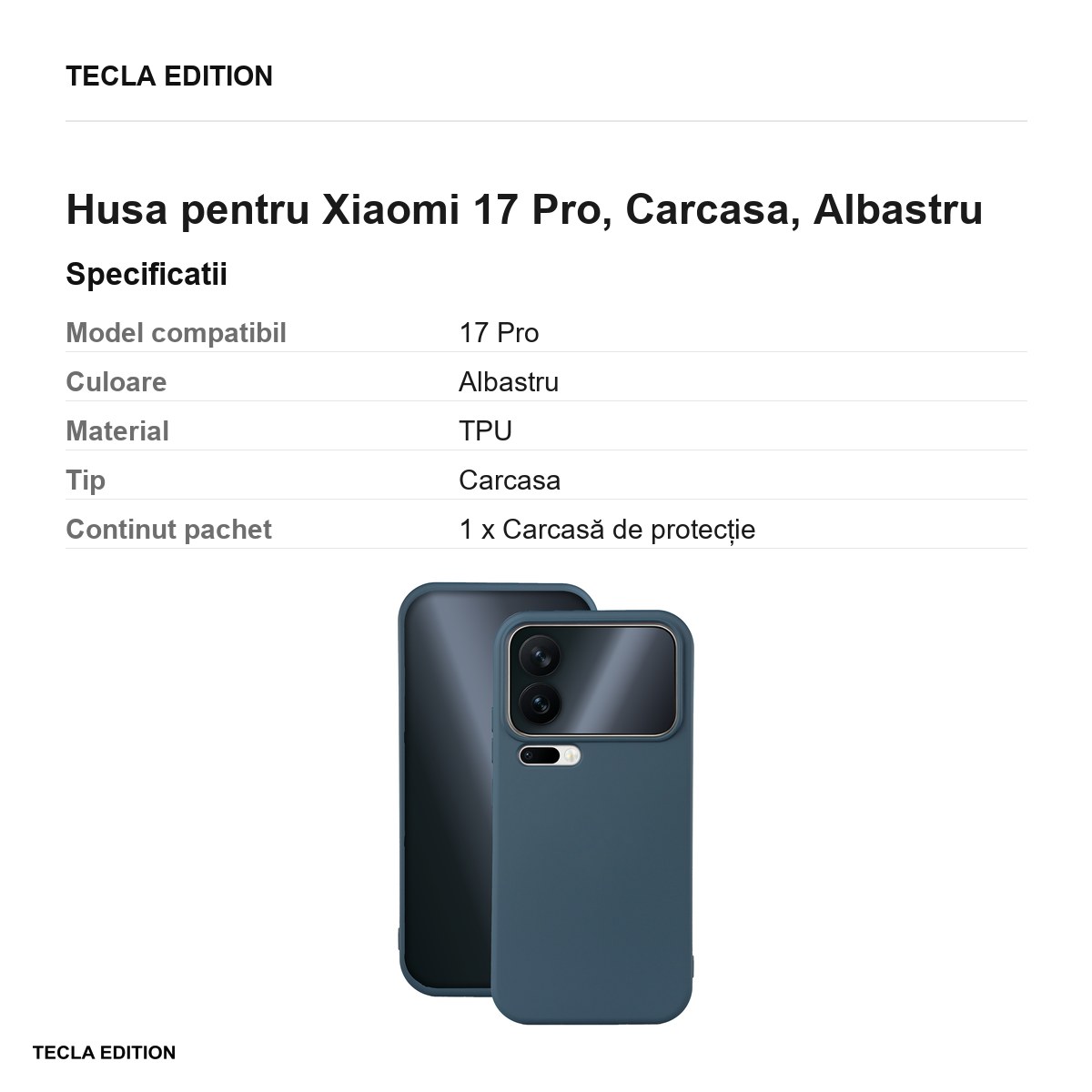 Husa Silicon pentru Xiaomi 17 Pro, Carcasa, Albastru [2]
