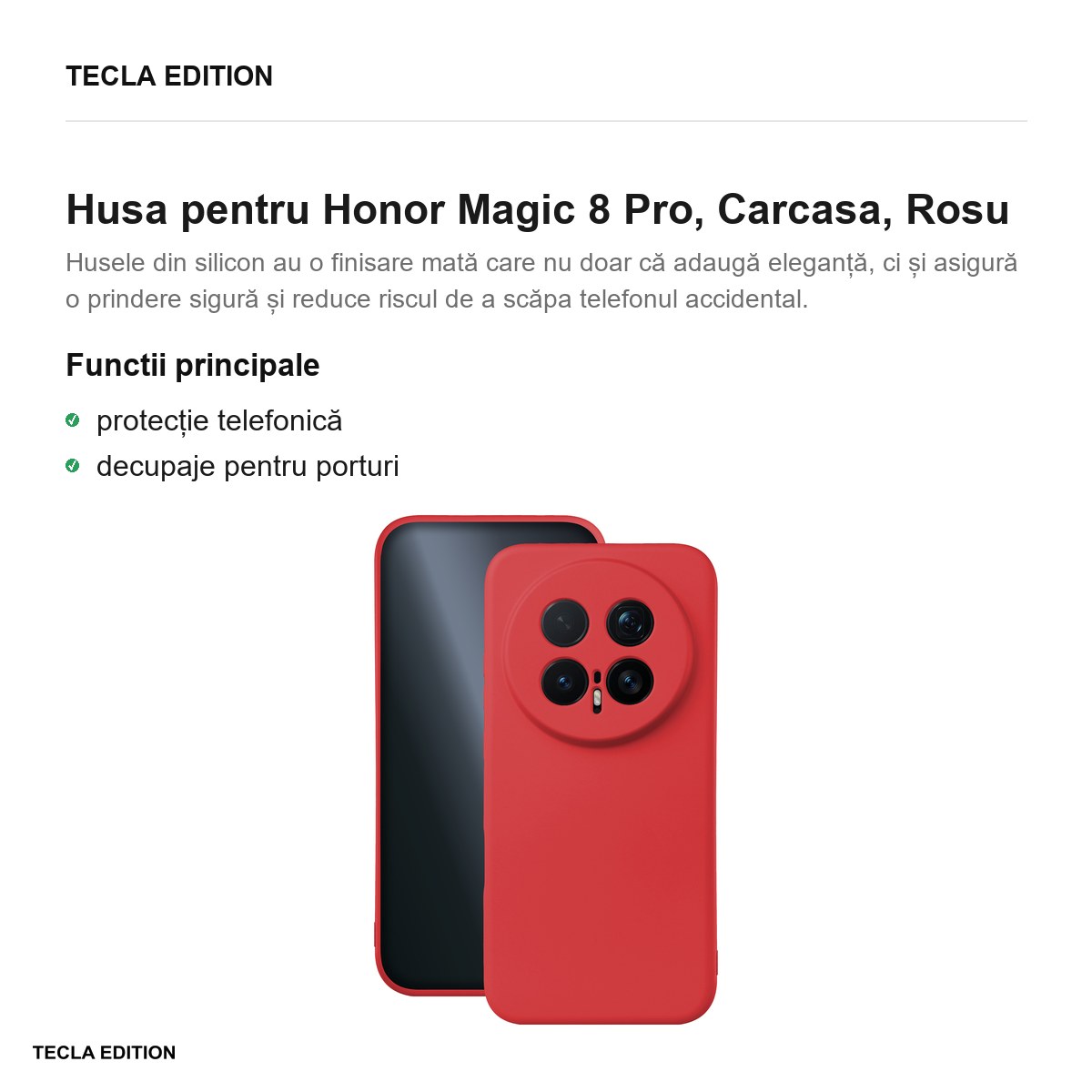 Husa Silicon pentru Honor Magic 8 Pro, Carcasa, Rosu [1]