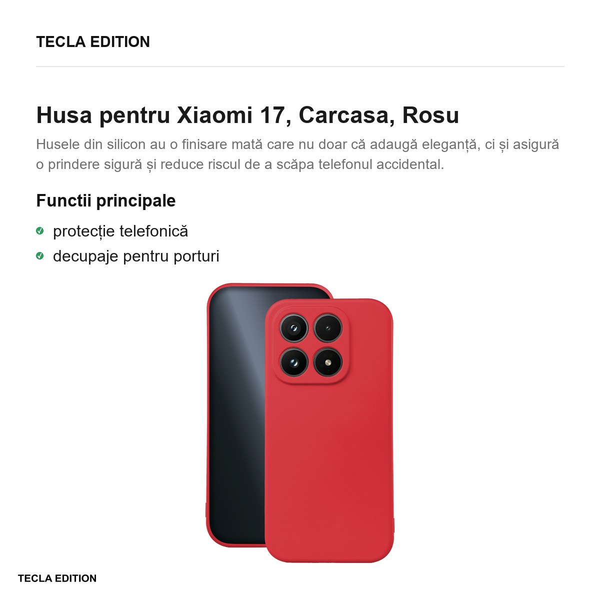 Husa Silicon pentru Xiaomi 17, Carcasa, Rosu [1]