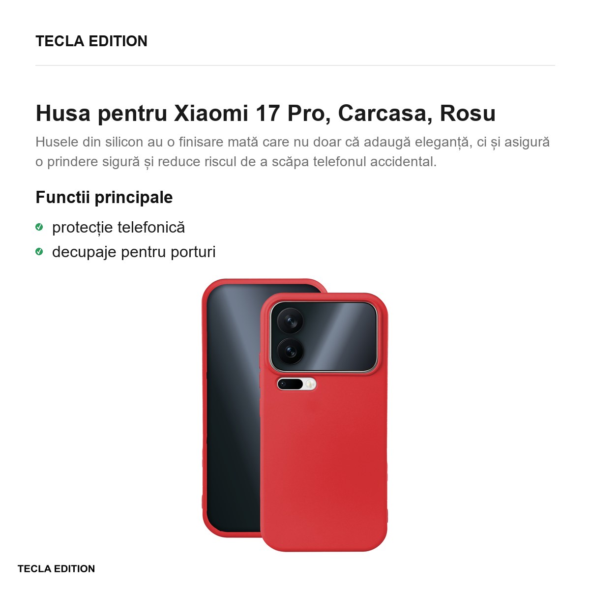 Husa Silicon pentru Xiaomi 17 Pro, Carcasa, Rosu [1]