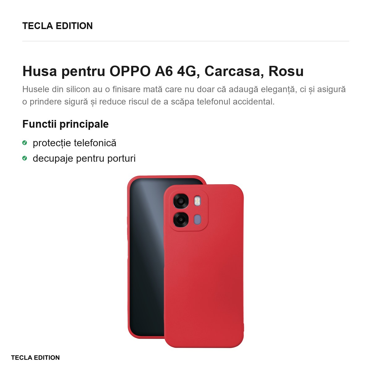 Husa Silicon pentru OPPO A6 4G, Carcasa, Rosu [1]